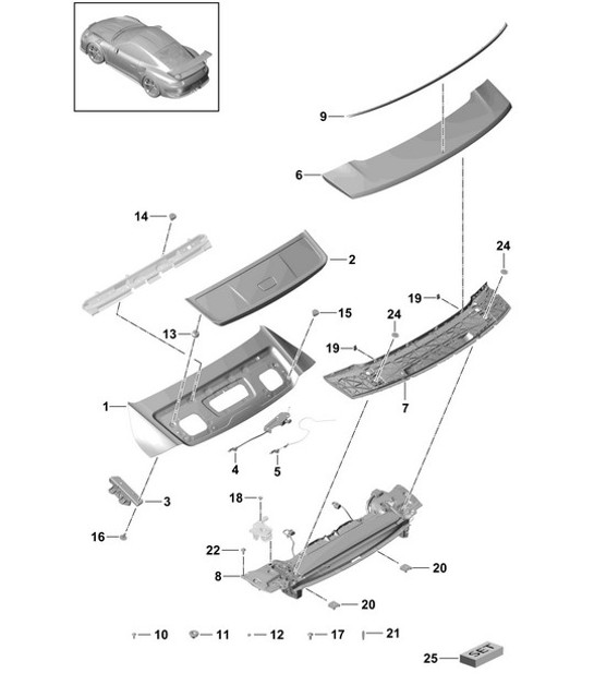 Diagram 803-025 Porsche Cayman S 718 2.5L PDK (350 pk) Carrosserie