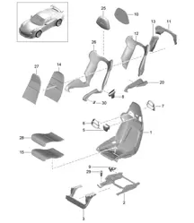 Kuipstoel / Zitframe / Bekleding / Schuimdeel (PR:373.374) 991 GT3 2014-21