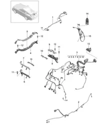 Cableado / Bastidor de montaje / Luz de freno adicional / Embellecedor / Motor / Eje trasero 991 R/GT3/RS 2014-21