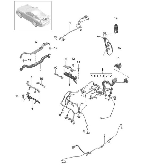 Diagram 902-020 Porsche 991 (911) MK1 2012-2016 Elektrische Ausrüstung