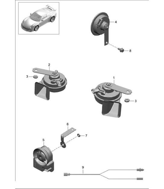 Diagram 903-000 Porsche 991 (911) MK1 2012-2016 Materiale elettrico