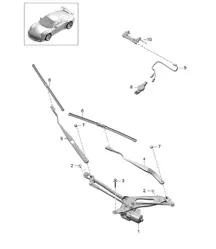 Windscreen wiper system, compl / Rain sensor 991 R/GT3/RS 2014-21