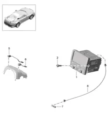 Control panel / Navigation system / Radio unit / Receiving part / TV / microphone 991 R/GT3/RS 2014-17