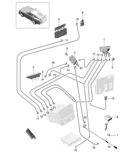 Diagram 911-002 Porsche Cayenne 9PA (955) 2003-2006 Electrical equipment