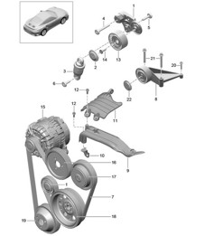 Amortiguador tensor de correa / correa trapezoidal 991 Turbo / GT2 RS 2014-20 Amortiguador tensor de correa / correa trapezoidal 991 Turbo / GT2 RS 2014-20