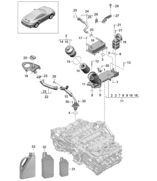Diagram 104-015 Porsche Cayenne Turbo S 4.5L 2006>> Motore