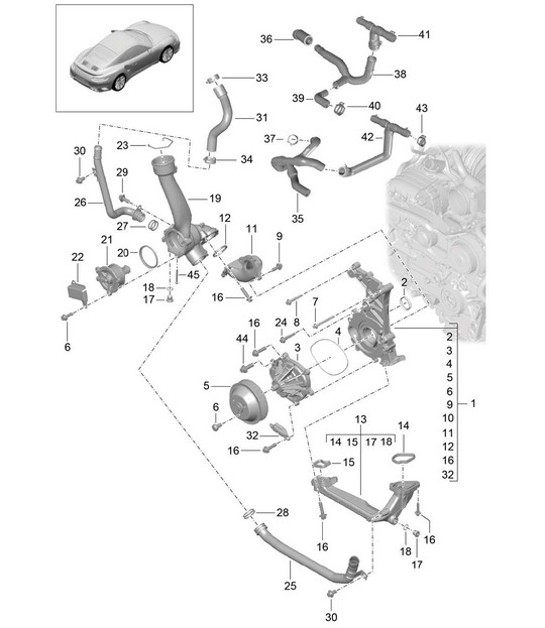 Diagram 105-000 Porsche Cayenne V6 3.6L Benzina 300 CV Motore