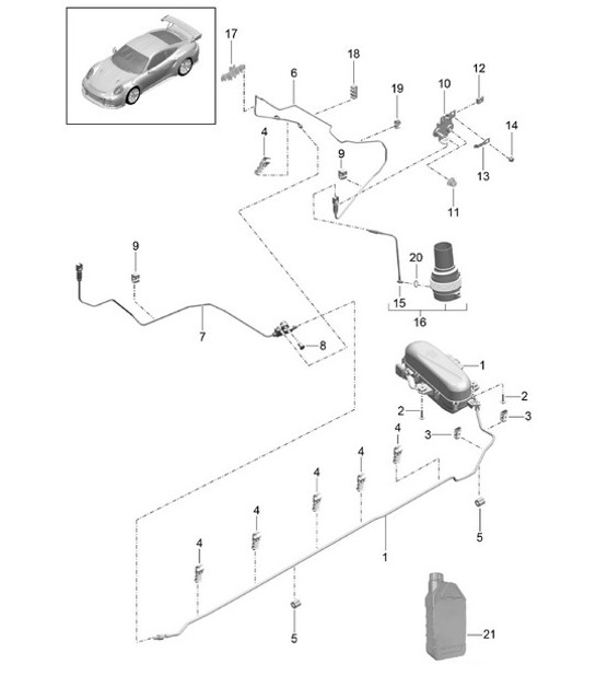 Diagram 402-004 Porsche 997 (911) MK1 2005-2008 Essieu avant, Direction 