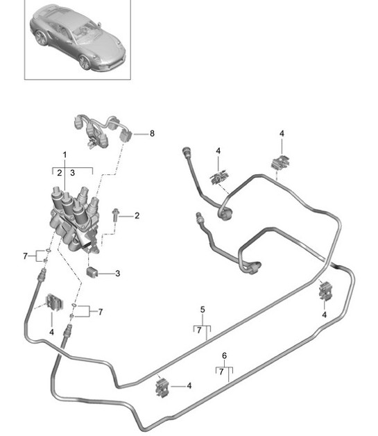 Diagram 402-022 Porsche 卡宴 S V8 4.8L 汽油 400HP 前轴、转向 
