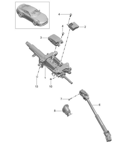 Diagram 403-008 Porsche Panamera S Hybrid V6 3.0L Vorderachse, Lenkung 