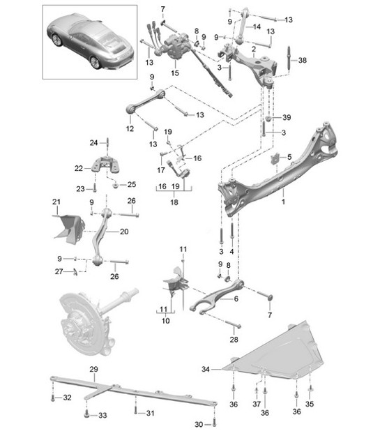 Diagram 501-011 Porsche 996 C2 3.4L 1997-08/01 Rear Axle