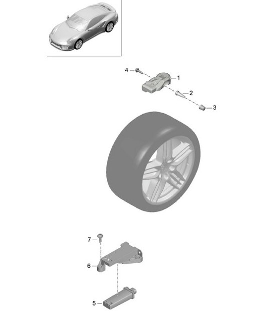 Diagram 601-007 Porsche 964 (911) (1989-1994) Wheels, Brakes
