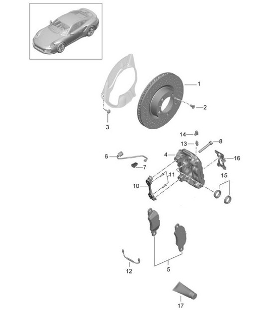 Diagram 602-000 Porsche 991 (911) MK1 2012-2016 Räder, Bremsen