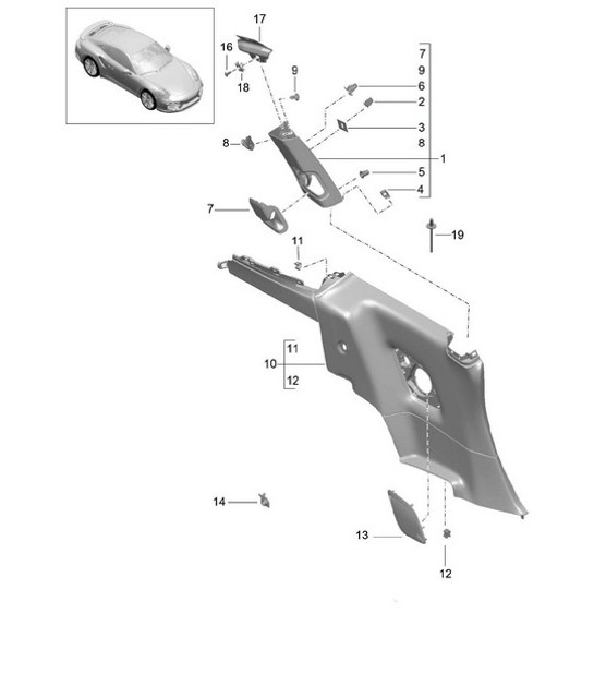 Diagram 807-021 Porsche 991 (911) MK2 2016-2018 Carrocería