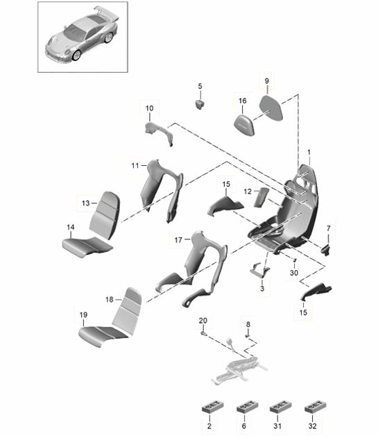 Diagram 817-010 Porsche Cayman GTS 718 4.0L PDK (400 PS) Karosserie