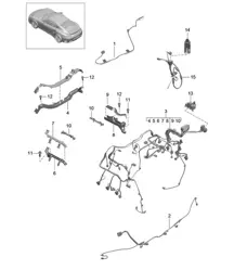Cableado / Bastidor de montaje / Luz de freno adicional / Embellecedor / Motor / Eje trasero 991 Turbo >>2016