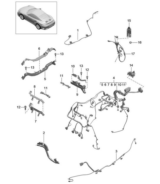 Diagram 902-021 Porsche Cayman GTS 718 2.5L PDK (365 Bhp) Electrical equipment