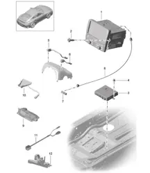 Bedienfeld / Navigationssystem / Radioeinheit / Empfangsteil / TV-Mikrofon / Rückfahrkamera 991 Turbo >>2016