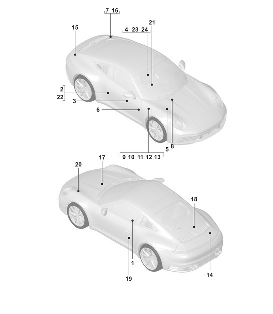 Diagram 003-000 Porsche 992 (911) MK1 2019-2024 Accessories & others 