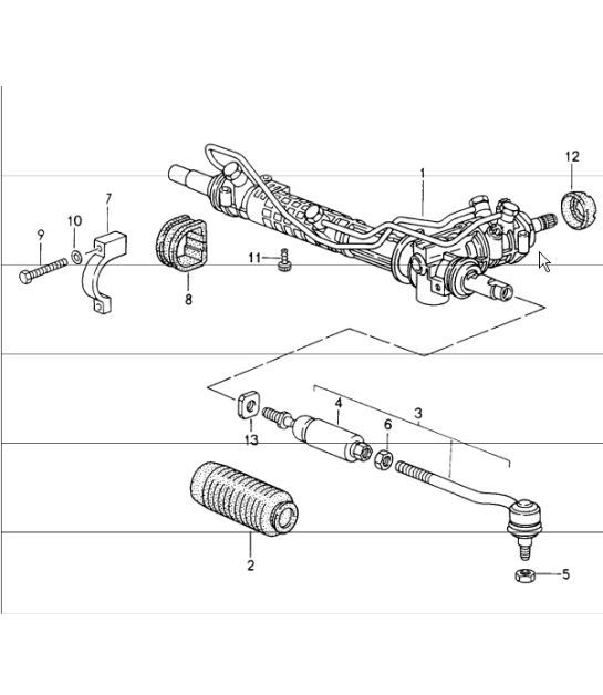 Diagram 403-00 Porsche 968 (1992-1995) Vorderachse, Lenkung 