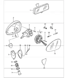 interior mirror and door mirror for 993 CARRERA /4 and 993 TURBO/TARGA 1994-98
