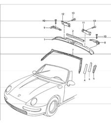 windscreen frame accessories 993 CABRIO 1994-98 windscreen frame accessories 993 CABRIO 1994-98