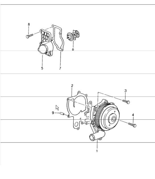 water pump, thermostat housing 996 CARRERA 2/4/4S M96.01/02/03/04 1998-05