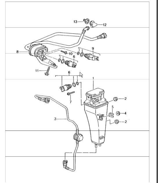 Diagram 201-20 Porsche Panamera S V8 4.8L Sistema di alimentazione, sistema di scarico