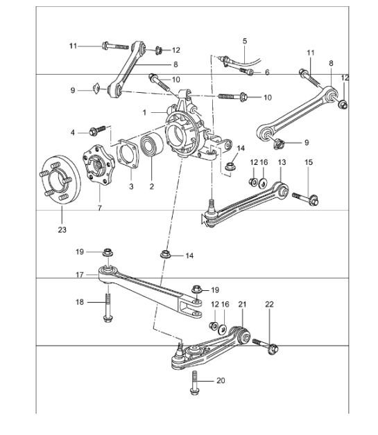 rear axle, wheel carrier, control arm, wheel hub 996 1998-05