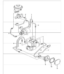 brake lines, body front section for 996 M339/476 (All-wheel drive/PSM) 1999 ONWARDS and 996 M338/476 (Rear-wheel drive/PSM) 2000 ONWARDS