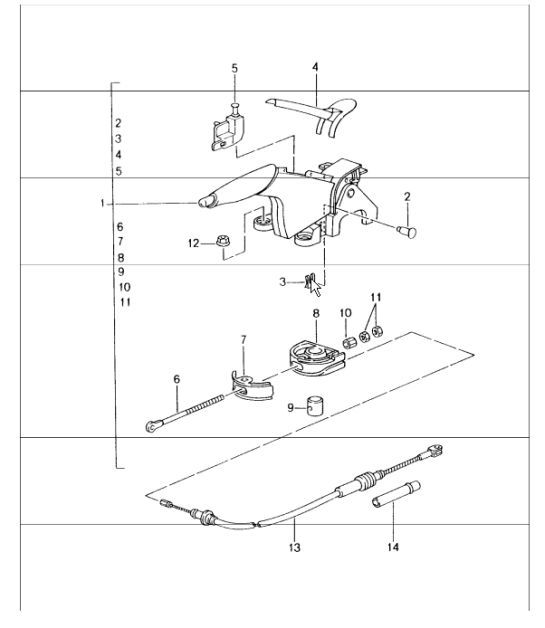Diagram 701-05 Porsche Cayenne S V6 3.0L Hybrid 380HP Hand Lever System, Pedal Cluster 