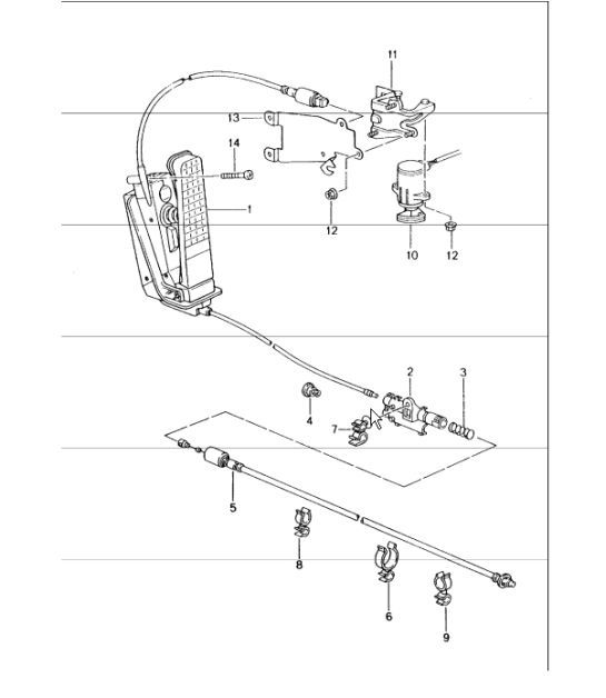 Diagram 702-10 Porsche Cayman 987C/981C (2005-2016) Sistema de palanca manual, conjunto de pedales 