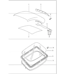 convertible top covering roofliner 996 1998-05