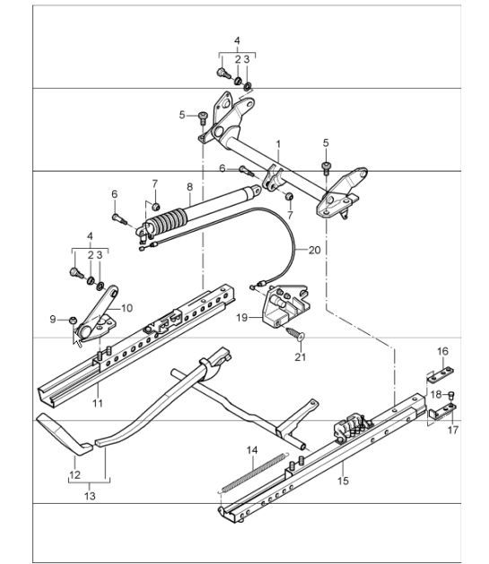 seat adjuster, standard seat with height adjustment 996 CARRERA 1998-05