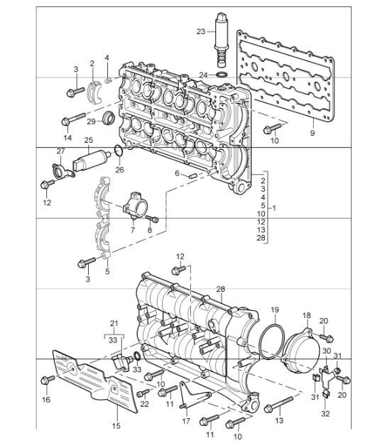 Diagram 103-10 Porsche 996 (911) (1997-2005) Engine