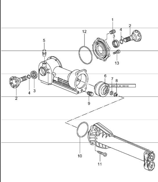 Diagram 360-02 Porsche Cayenne Turbo S 4.5L 2006>> Übertragung