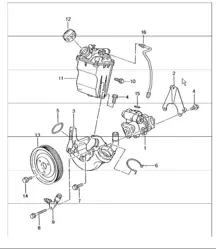 power steering, power-steering pump, container 996 TURBO 2001-05