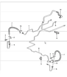 brake line, underbody, rear axle, vacuum line 996 TURBO 2001-05