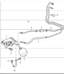 clutch actuation, clutch pipeline, pressure accumulator, clutch operating cylinder 996 TURBO 2001-05