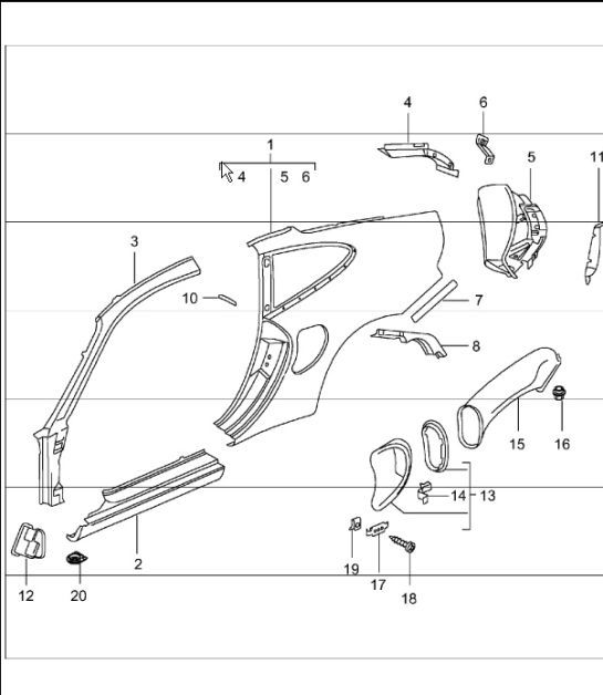 Diagram 801-55 Porsche Cayman 987C/981C（2005-2016 年）  车身