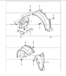 linings for wheel housing 996 TURBO 2001-05