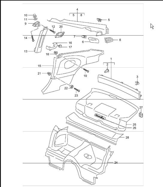 Diagram 807-05 Porsche 991 Cabriolet 4 3.0L (370 Bhp) Body