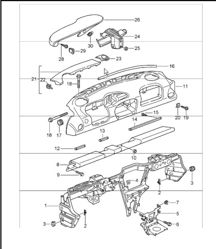 dashboard trim with retaining frame 996 TURBO 2001-05 dashboard trim with retaining frame 996 TURBO 2001-05