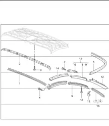convertible top seal 996 TURBO 2001-05