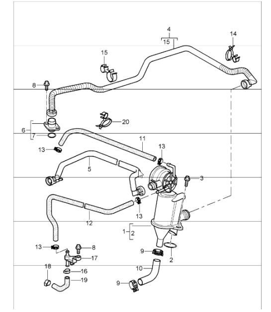 Diagram 104-10 Porsche Cayenne Turbo S V8 4.8L 汽油 550HP 引擎