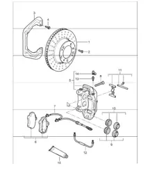 frein à disque essieu arrière pour 997.1 CARRERA 2 et 997.1 CARRERA 2S 2005-08