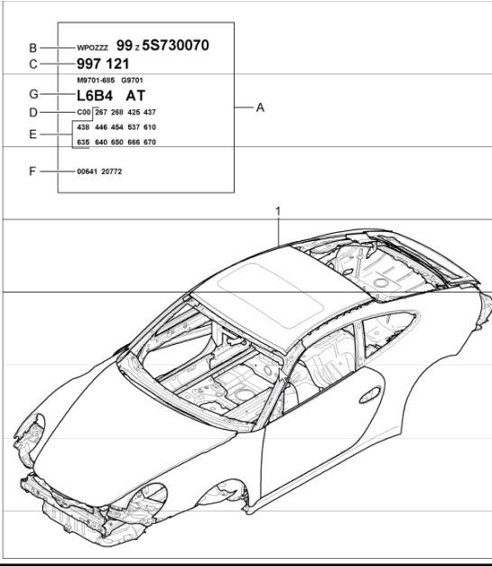 Diagram 801-00 Porsche Cayman 987C/981C (2005-2016) Body