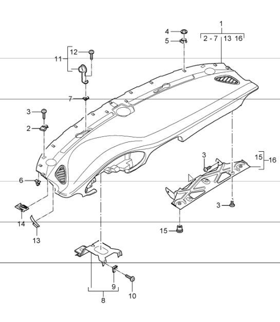 Diagram 809-00 Porsche Boxster 986/987/981 (1997-2016) Karosserie