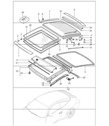 glass roof linings 997.1 CARRERA C4 / C4S TARGA 2005-08