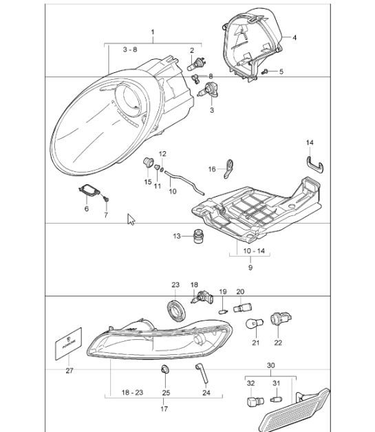Diagram 905-00 Porsche Cayman 2.7L 987C 2006-08 Electrical equipment